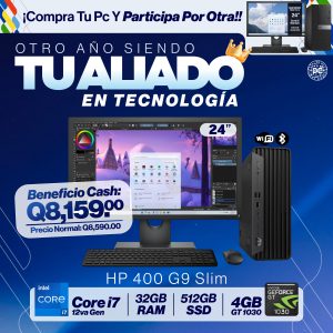 HP ProDesk 400 G9 Ci7 de 12th Gen, 32GB RAM, 512GB SSD, 4GB Nvidia GT1030 Monitor 24"