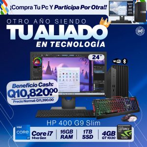 HP ProDesk 400 G9 Ci7 de 14va Gen, 16GB RAM, 1TB SSD, 4GB Nvidia GT1030, Monitor 24"